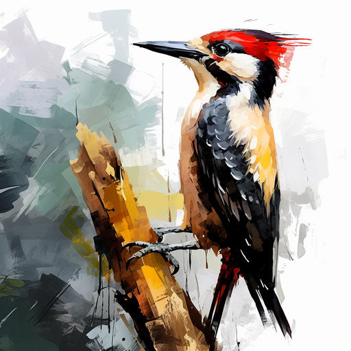 Woodpecker illustration in Impressionistic Art style