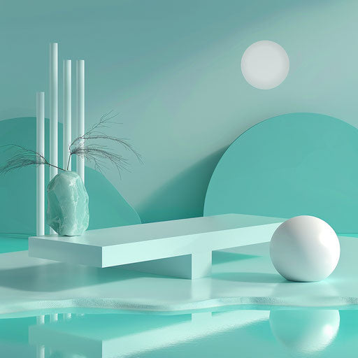 Photo realistic 90s clipart on serene aqua background