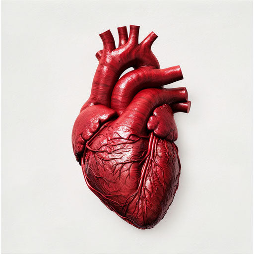 Realistic human heart clipart on flat white background