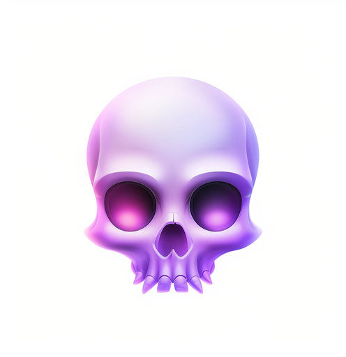 A skull on white background, irridescent style, beautiful contrasts