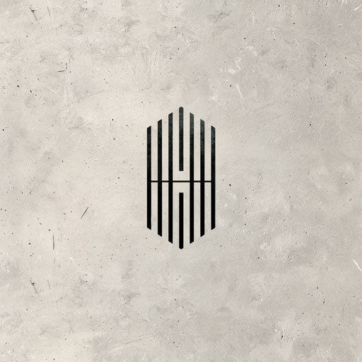 Minimalist business logo with clean lines and monochrome colors on light gray background