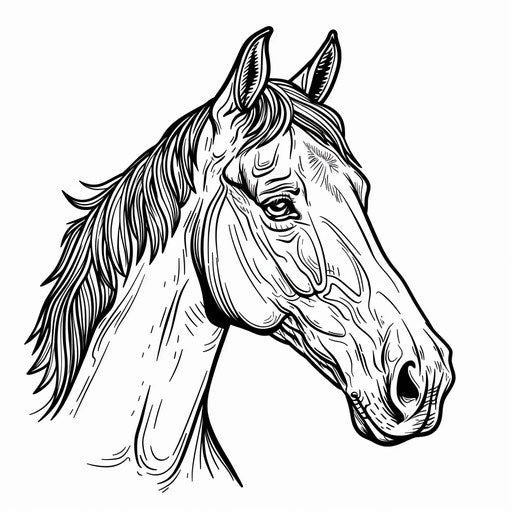 Simple horse head profile for coloring