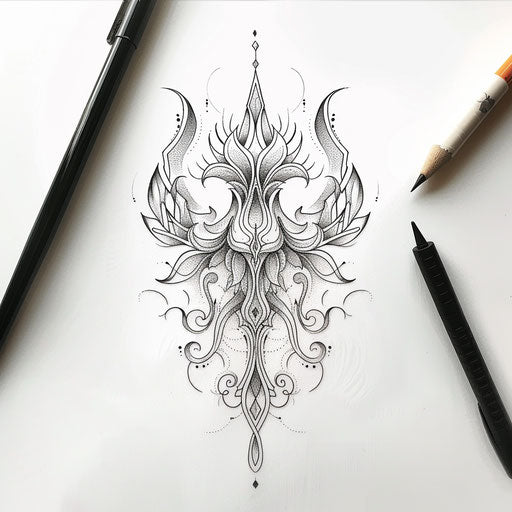 Elegant tattoo sketch of a Kalinga symbol with delicate curves