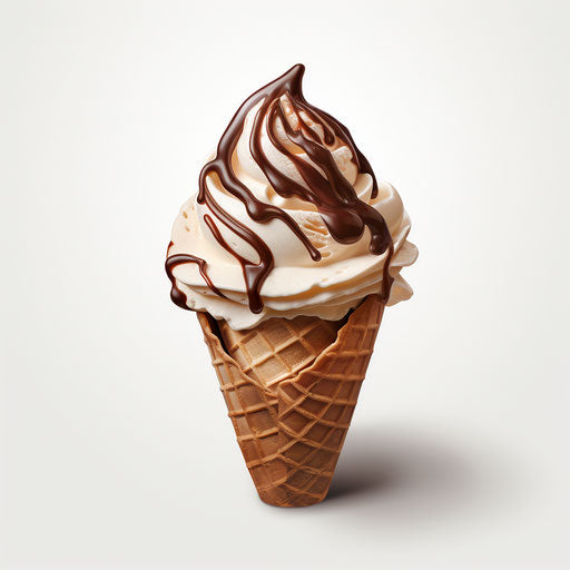 Ice cream cone in Chiaroscuro Art style, on white background