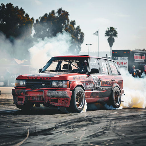 1995 Range Rover tuned for drifting, custom livery, smoky tires
