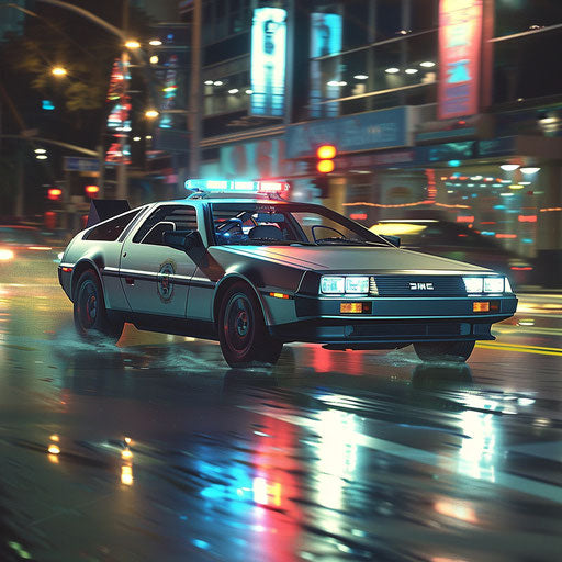 High-speed urban chase with a 1981 DeLorean DMC-12