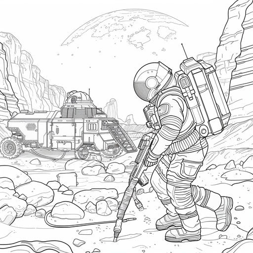 An astronaut building a space habitat on Mars