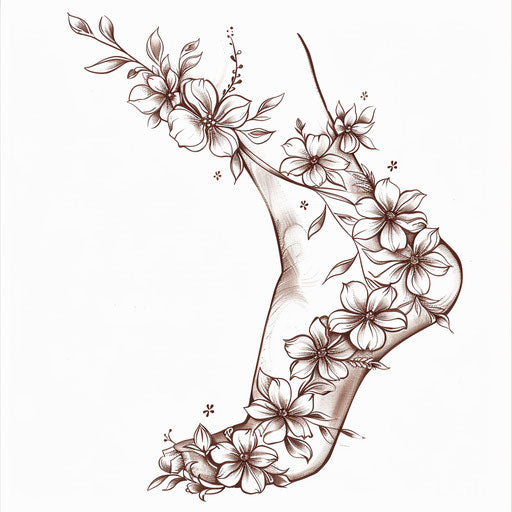 Delicate ankle bracelet with flowers and vines