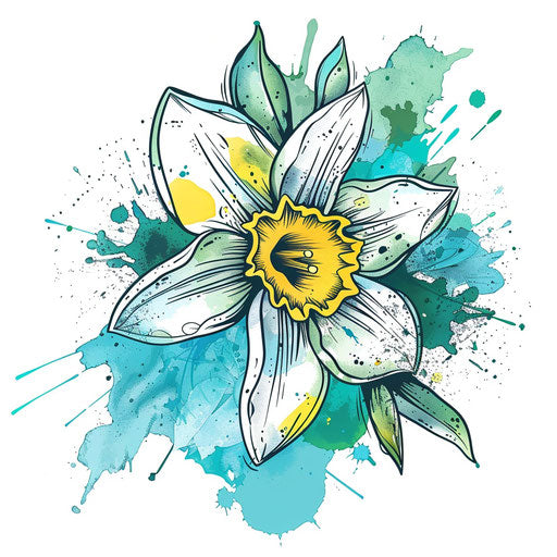 Abstract clipart of a daffodil, March birth flower