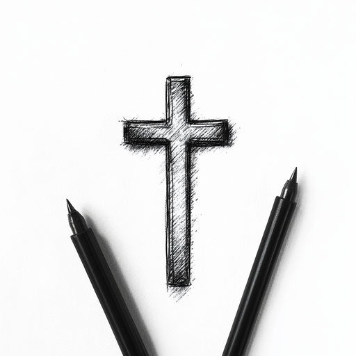 Minimalist cross tattoo sketch for men