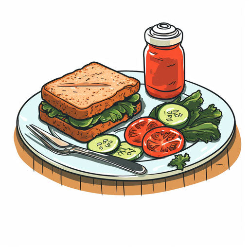 Minimalist style lunch clipart, on a white background