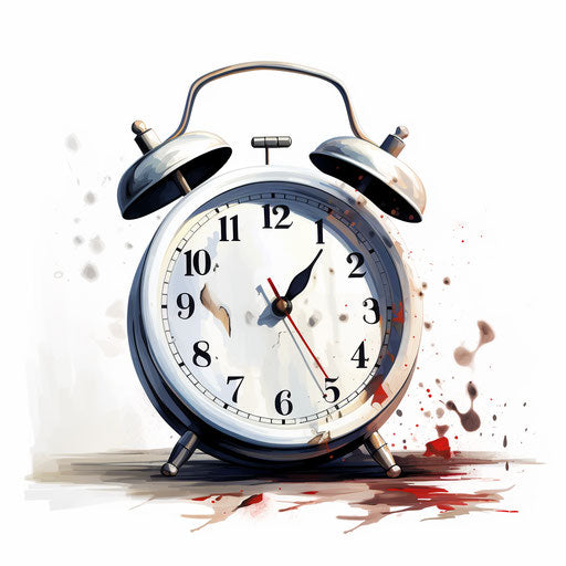 Illustration of alarm clock in Chiaroscuro Art style on white background