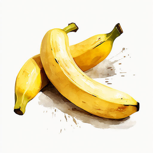 Banana Clipart in the style of Impressionistic Art, on a white background