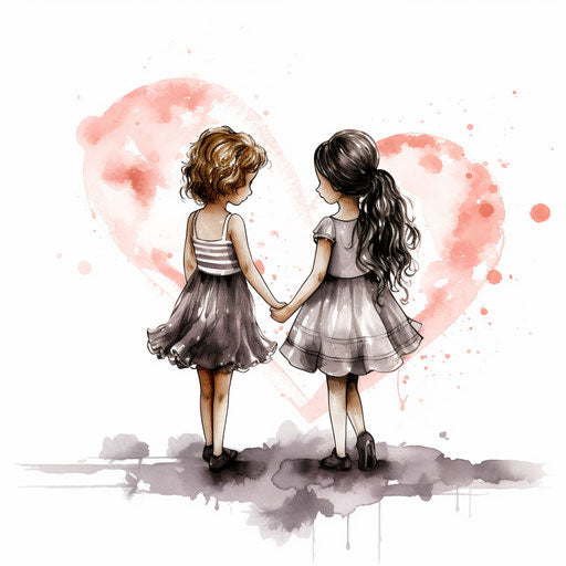 Close friends artwork in Chiaroscuro Art style, on white