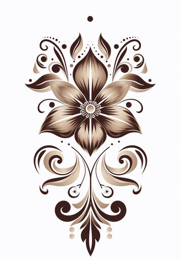 Small flower with border, Indian traditional style, rhythmic linear patterns