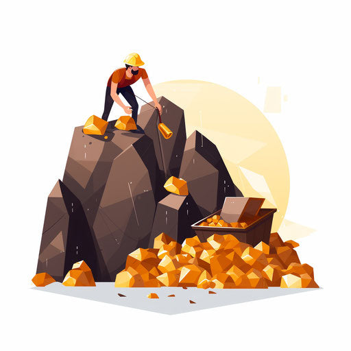 Mining clipart in minimalist style, on white background