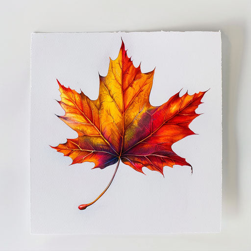 Vibrant maple leaf tattoo design on white canvas