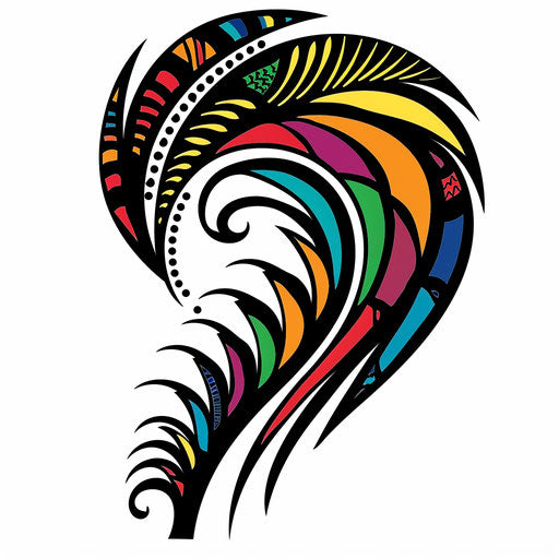 Tribal-inspired rainbow tattoo sketch