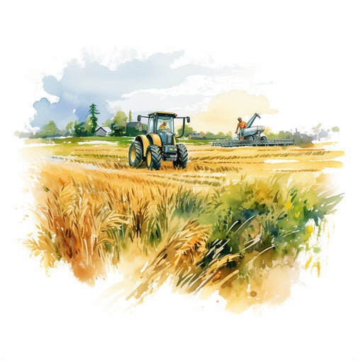 Impressionistic farming art on white background