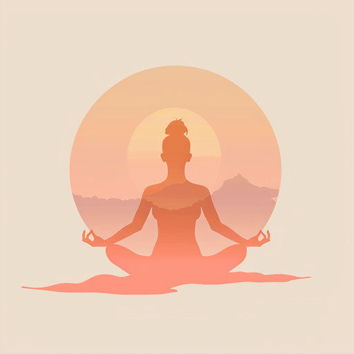 Yoga pose silhouette at peaceful sunset