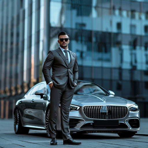 Businessman in front of luxury car
