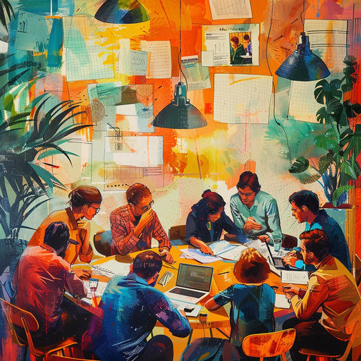 Entrepreneurs brainstorming in a co-working space