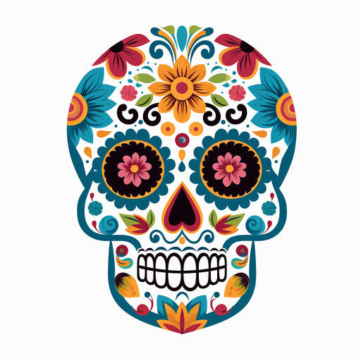 Sugar skull in Minimalist style on white background