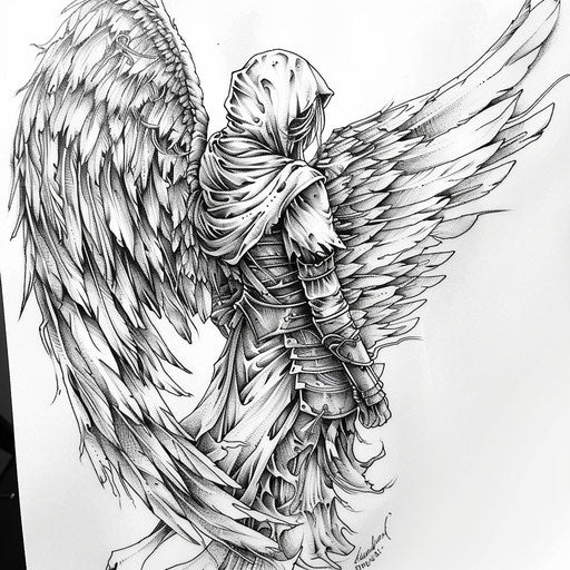 Majestic guardian angel tattoo design