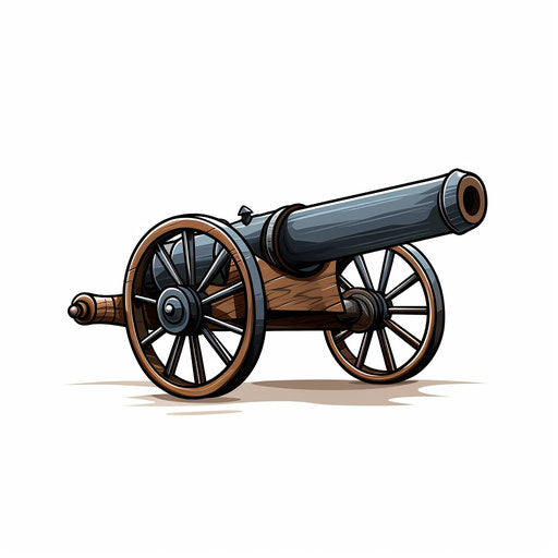 Illustration of cannon in Minimalist style, on white background