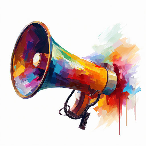 Megaphone clipart in the style of Oil painting, on a white background