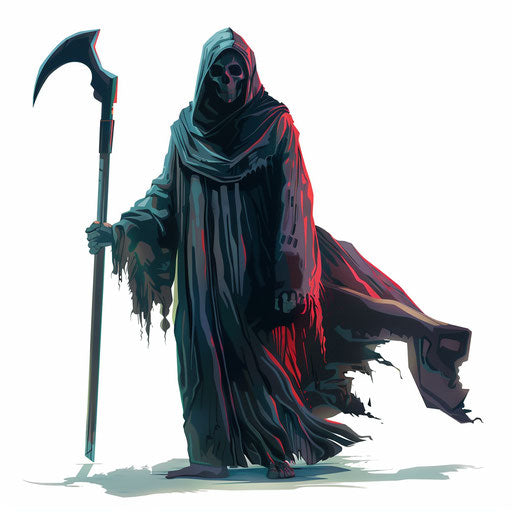 Grim reaper clipart in realistic style on white background