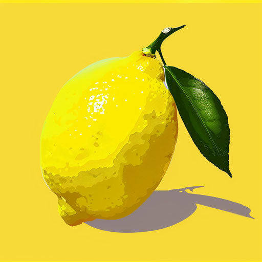 Lemon clipart in photo realistic style with a flat random color background