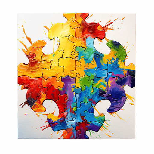 Puzzle piece in Oil painting style on white background