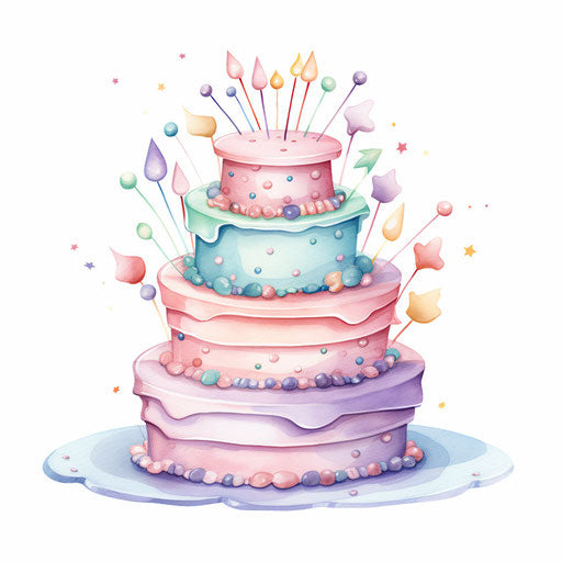 Birthday cake illustration in Pastel Colors style