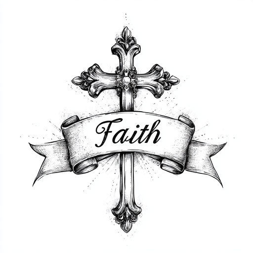 Religious tattoos for men with cross and message on white background