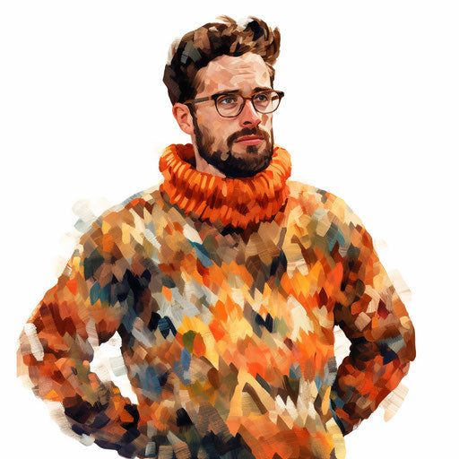 Ugly sweater clipart in the style of Oil painting on white background
