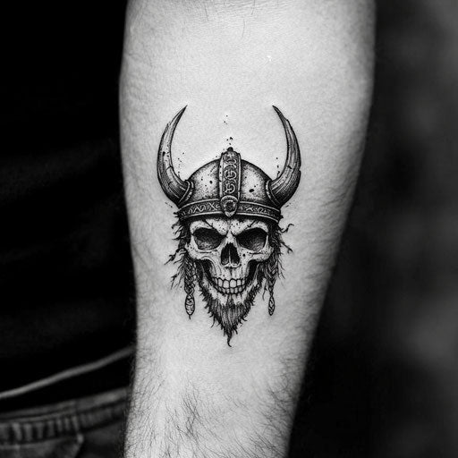 Viking tattoos for men with fierce Viking skull