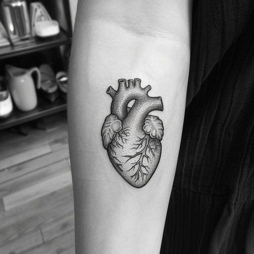Flat black minimalist modern tattoo heart