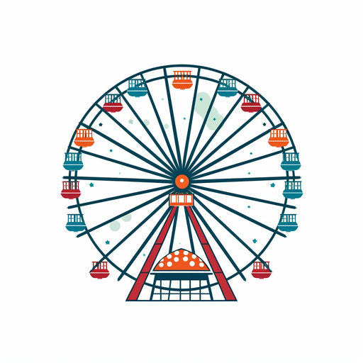 Minimalist Ferris Wheel on White