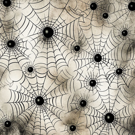 Whimsical spider web pencil ink drawing