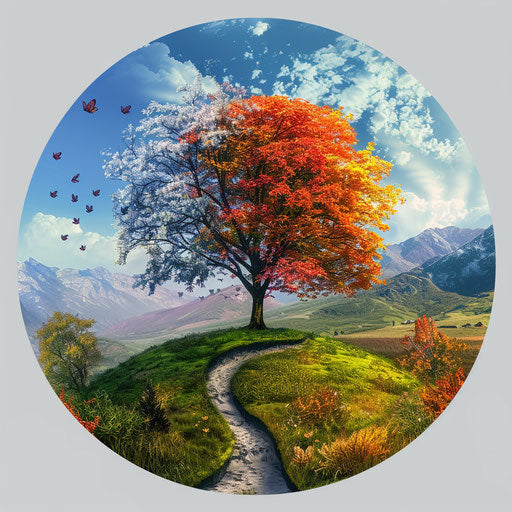 Realistic Seasons Clipart on Random Color Background