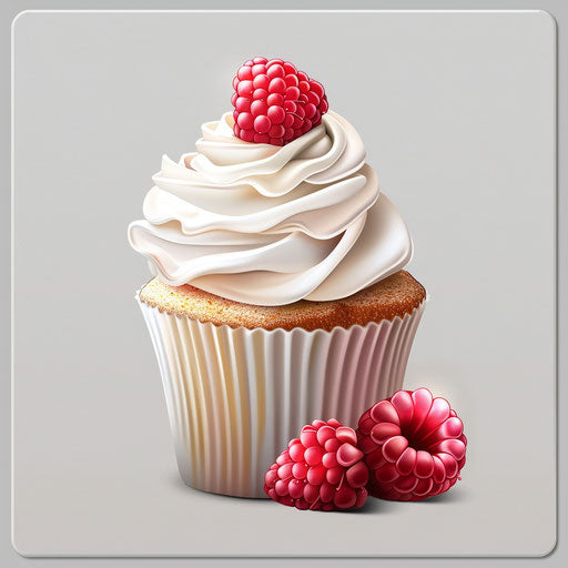 Flat metallic silver background showcases realistic cupcake