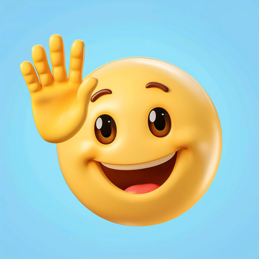 The emoji of the smiley face waving an open hand to you!