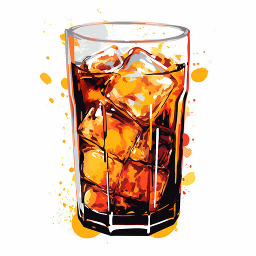 Soda illustration in the style of Impressionistic Art, on white background