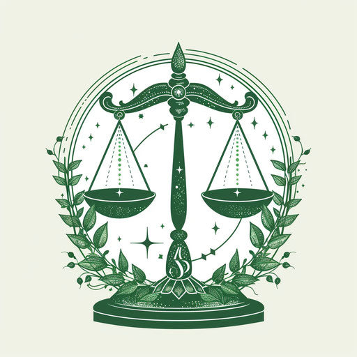 The Libra constellation in flat clipart style with green palette