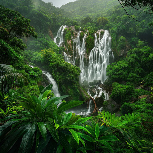 Dudh Sagar Waterfalls with lush jungle