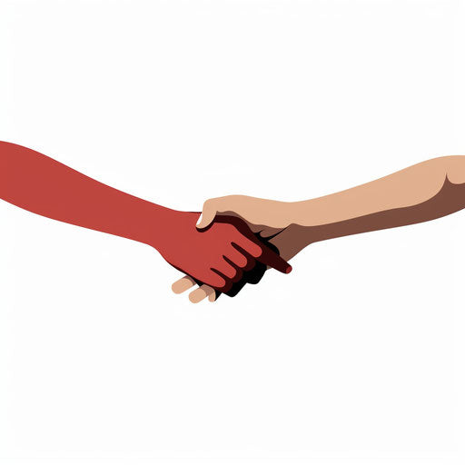 Minimalist style clipart of holding hands on white background