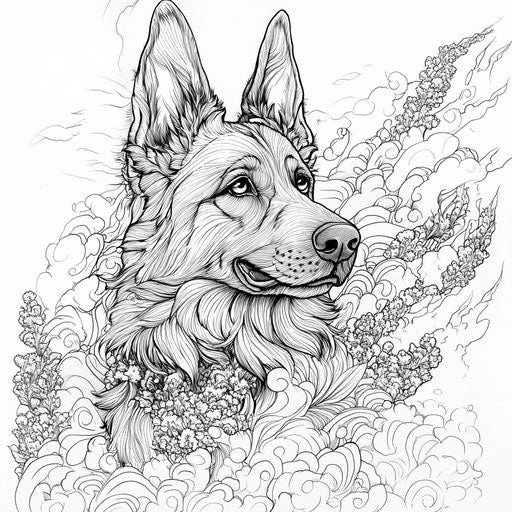 Learning Fun with German Shepherd Coloring Page