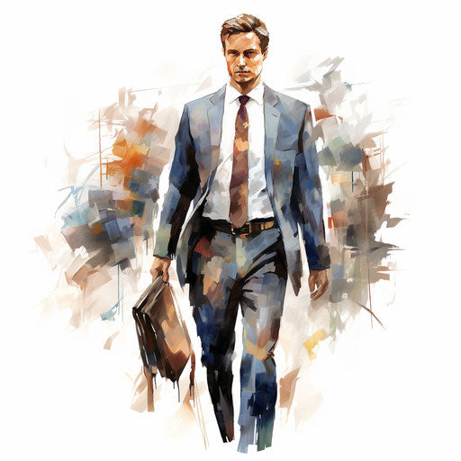 Businessman clipart in the style of Impressionistic Art, on a white background
