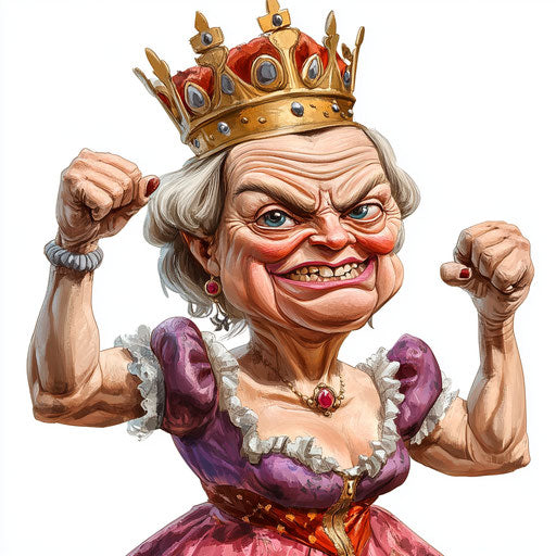 Dynamic Queen Caricature Clipart JPG for Digital Media